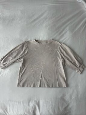 Prologue Beige Oversized 3/4 Sleeve Tee Small